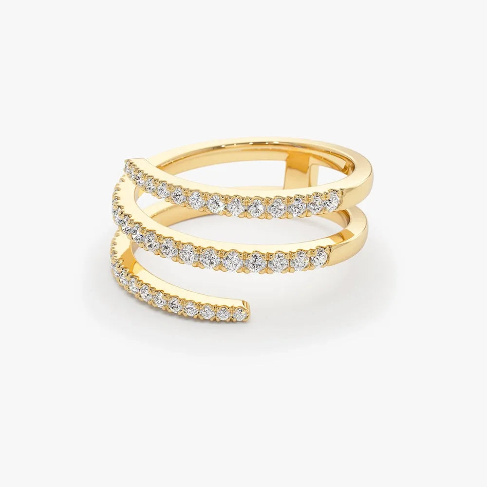 14k Gold 0.58 ctw Round Cut Diamond Spiral Ring
