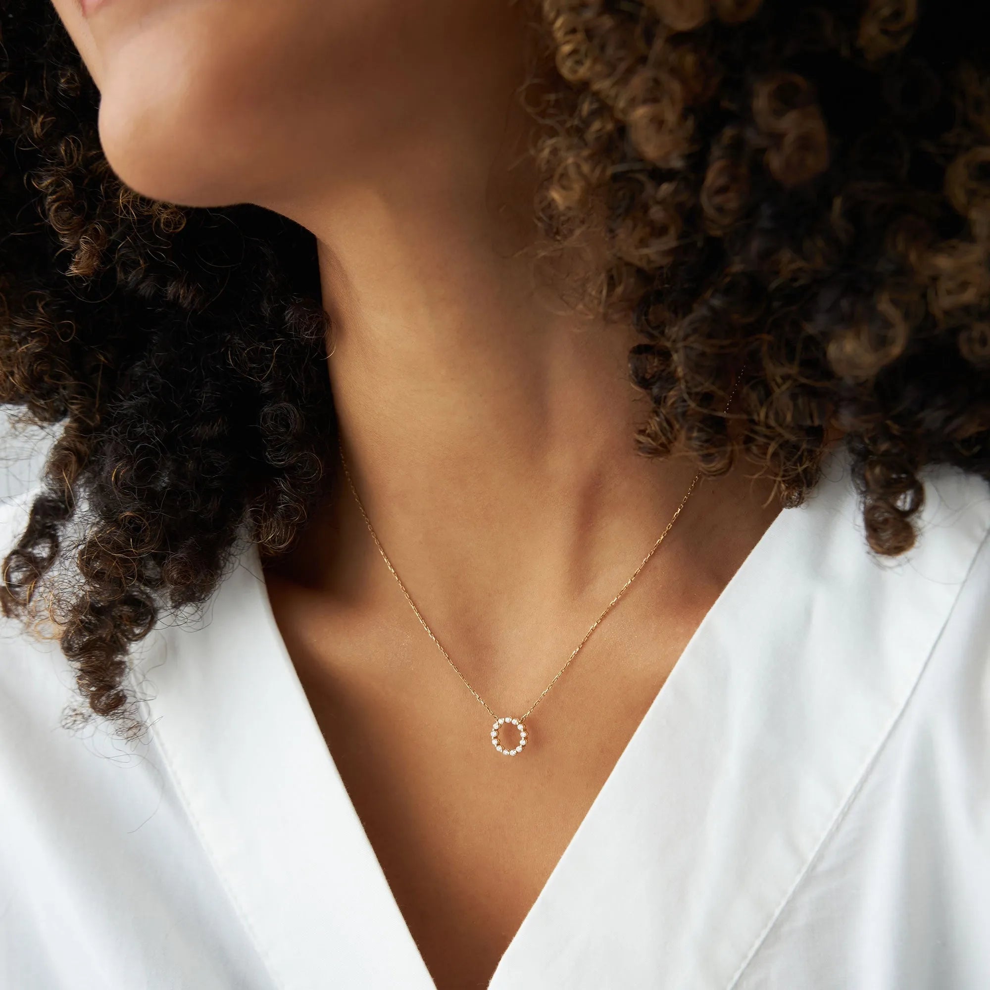 14K Solid Gold 0.25 CTW Round Diamond Circle of Life Necklace