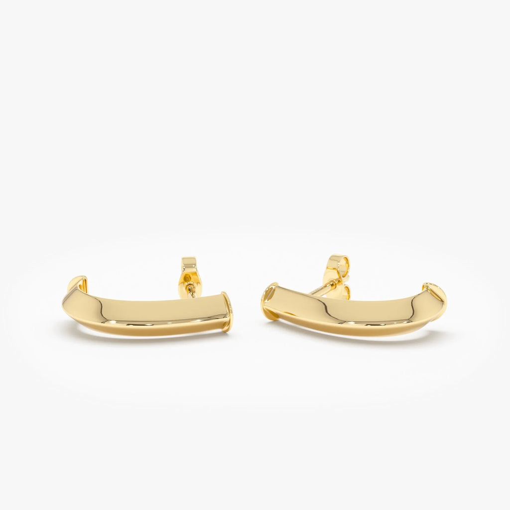 14k Yellow Gold Knife Edge Open Hoop Earrings 17mm Length 6mm Width