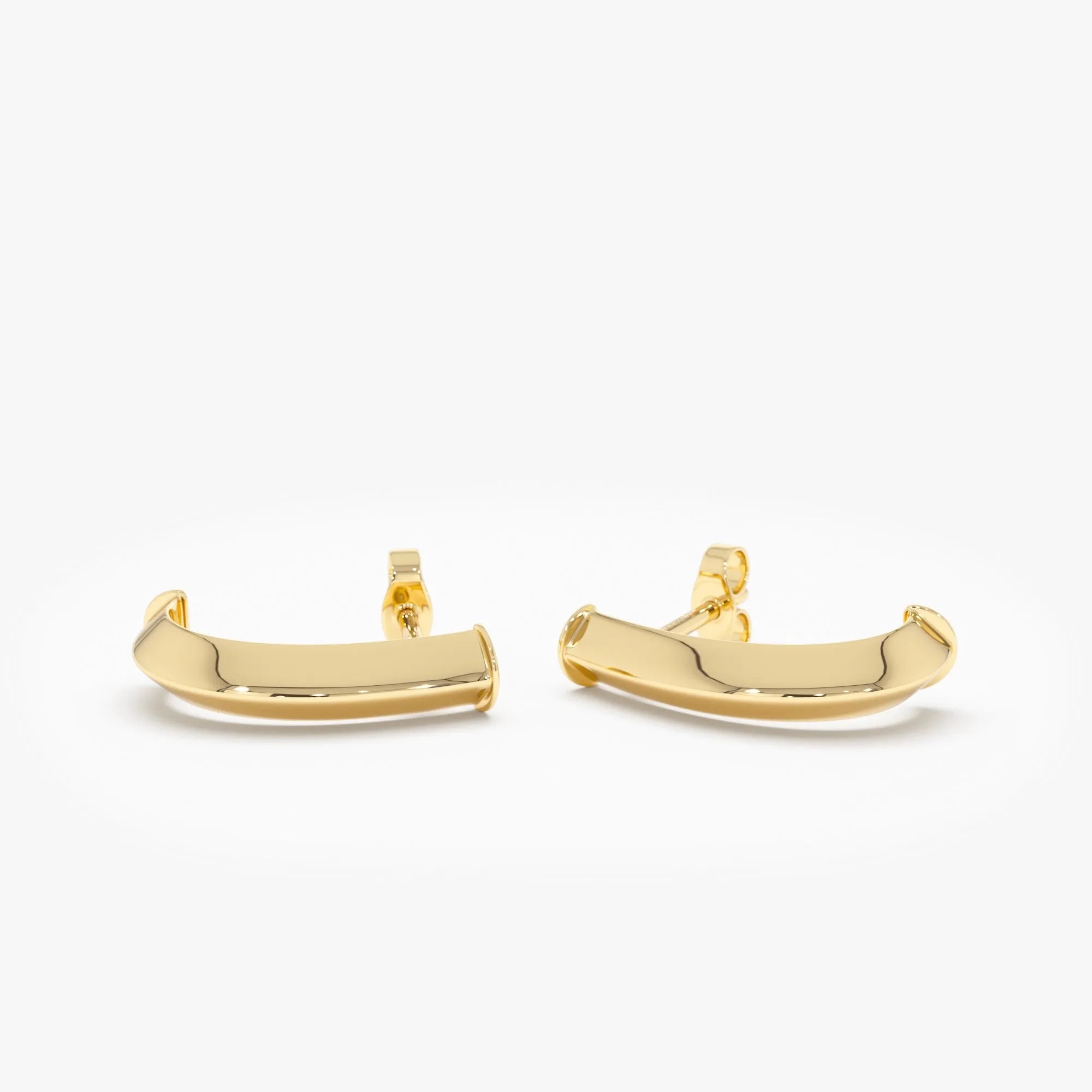 14k Yellow Gold Knife Edge Open Hoop Earrings 17mm Length 6mm Width