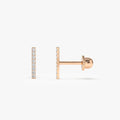 14k Gold Diamond Round Cut Bar Helix Piercing Single Earring 0.07 ctw