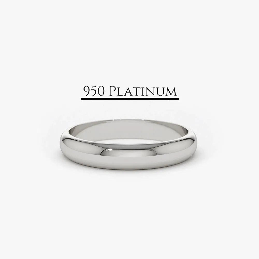 Solid Platinum 3mm Dome Handmade Wedding Band Ring