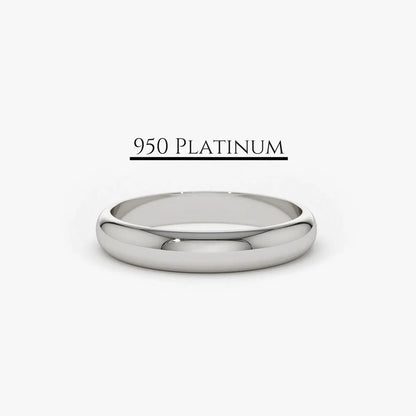 Solid Platinum 3mm Dome Handmade Wedding Band Ring