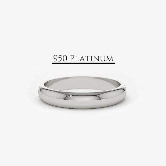 Solid Platinum 3mm Dome Handmade Wedding Band Ring