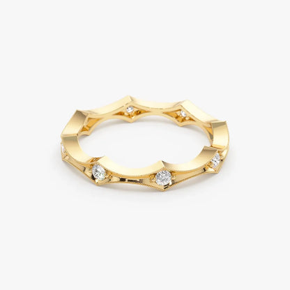 14k Gold Round Diamond Art Deco Stackable Wedding Band 0.28 ctw