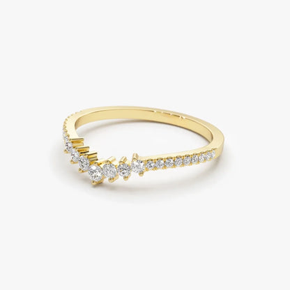 14k Gold Round Diamond Curved Graduating Wedding Band 0.25 ctw