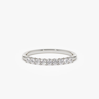 14k Gold 0.30ctw Round Diamond 9 Stone Basket Setting Wedding Ring