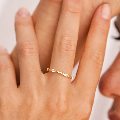 14k Gold Round Diamond 0.34ctw Half Bezel Stackable Eternity Ring