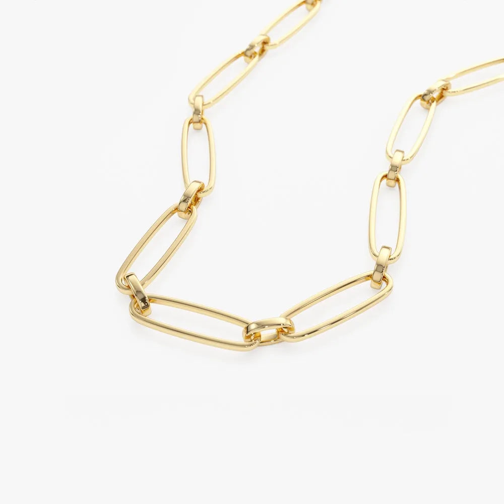 14k Solid Gold Oval Link Chain Necklace