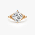 3.00 Ctw Asscher Cut Lab Grown Diamond Engagement Ring in 14K Gold