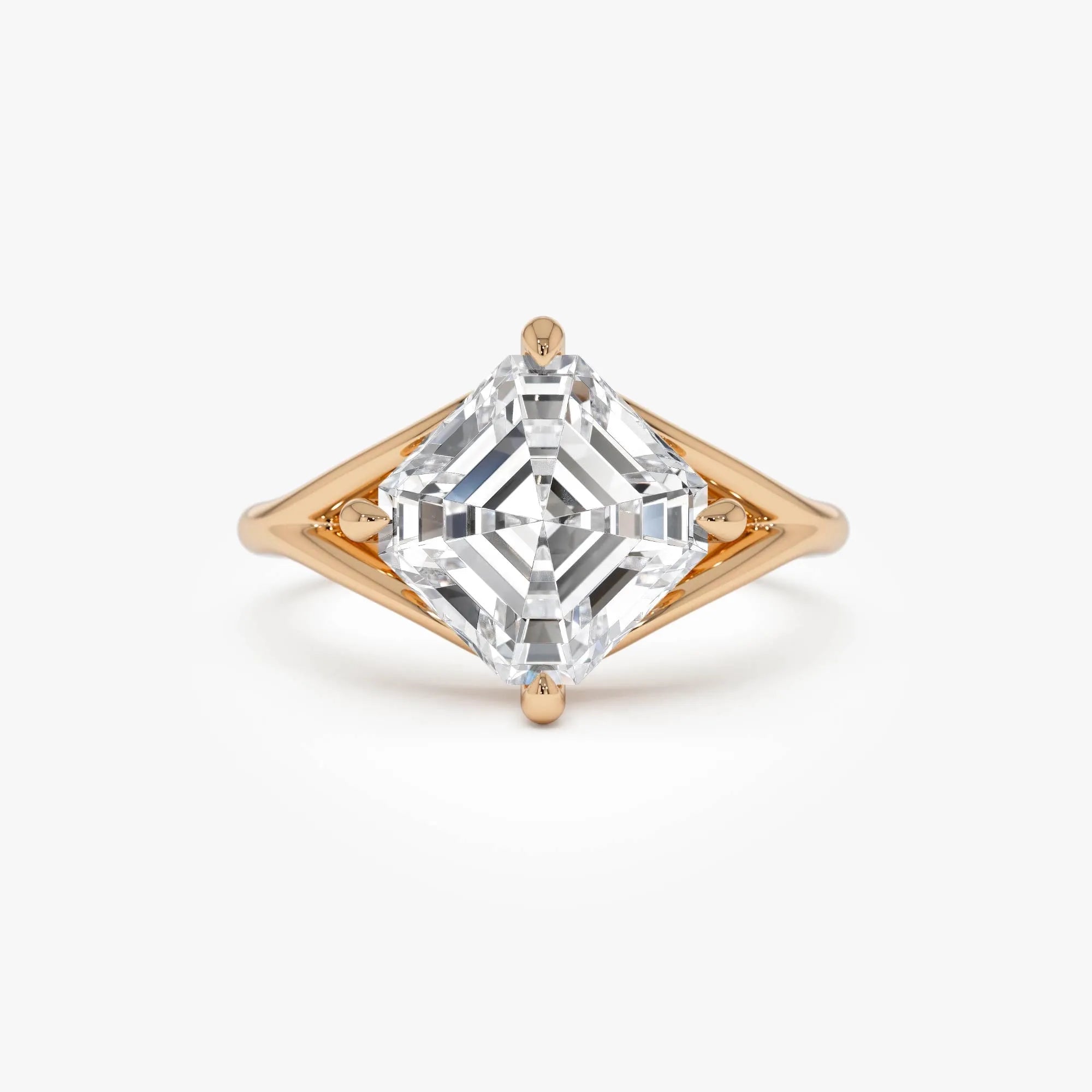 3.00 Ctw Asscher Cut Lab Grown Diamond Engagement Ring in 14K Gold