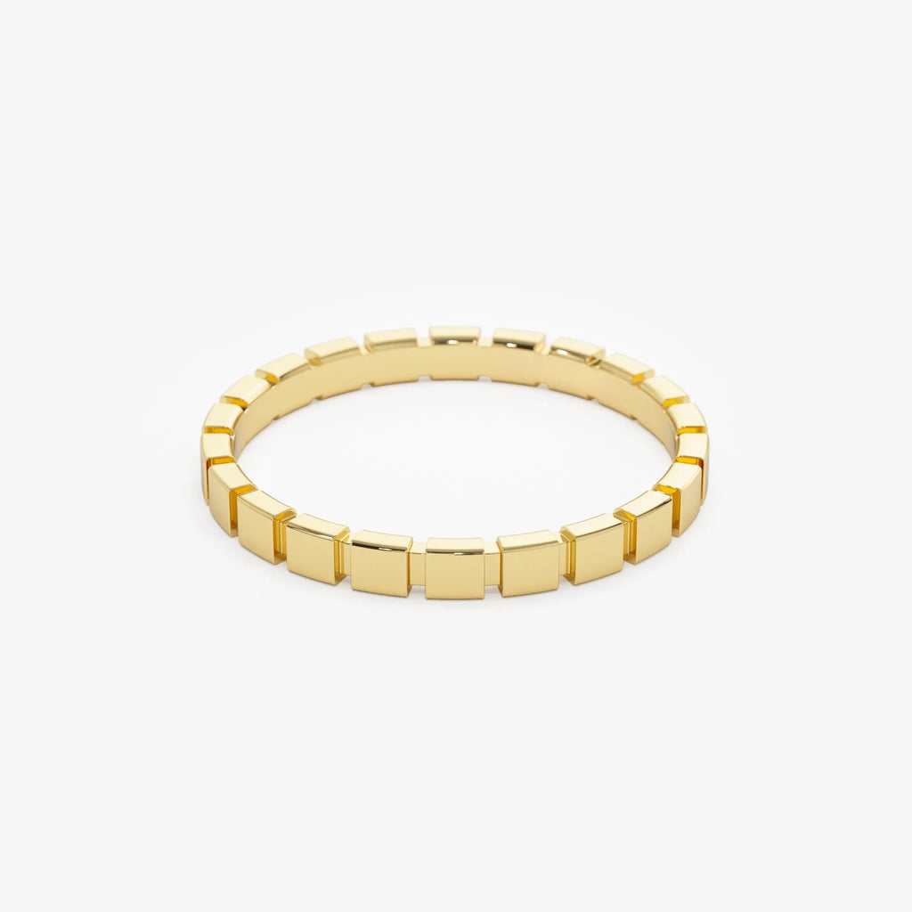 14k Solid Gold Geometric Square Stackable Band Ring