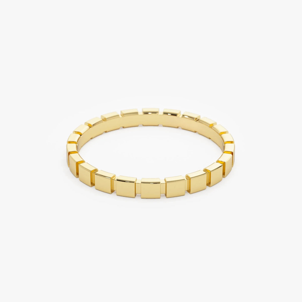 14k Solid Gold Geometric Square Stackable Band Ring