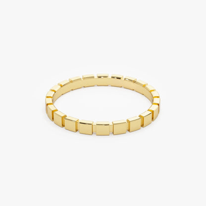 14k Solid Gold Geometric Square Stackable Band Ring