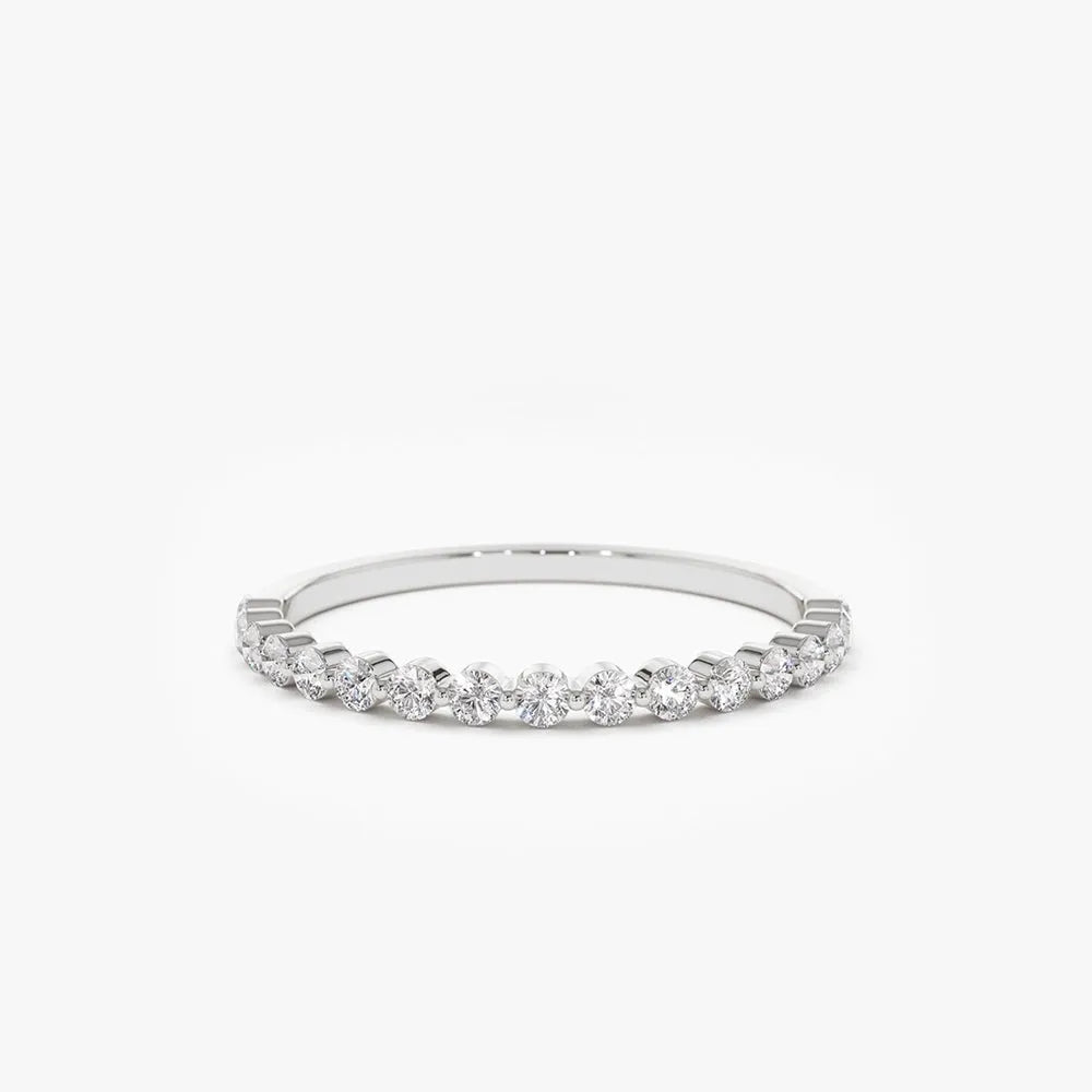14K Solid Gold 0.30 CTW Round Diamond Single Shared Prong Wedding Ring