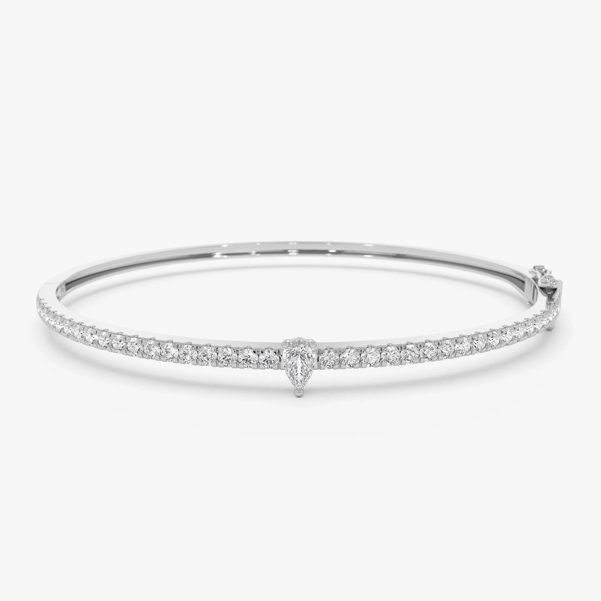 14K Solid Gold 1.05 CTW Pear and Round Diamond Bangle