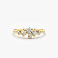 14K Gold Round Diamond 0.45 Ctw Large Cluster Ring