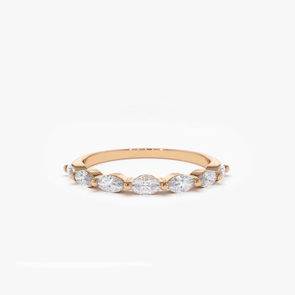 14k Gold Marquise Cut Diamond Shared Prong Band 0.56 ctw