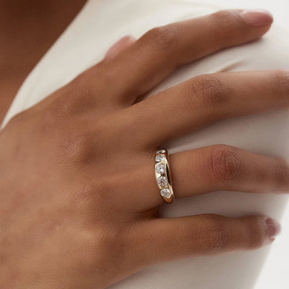 14K Solid Gold Round Diamond 0.90 Carat Dome Chunky Statement Ring