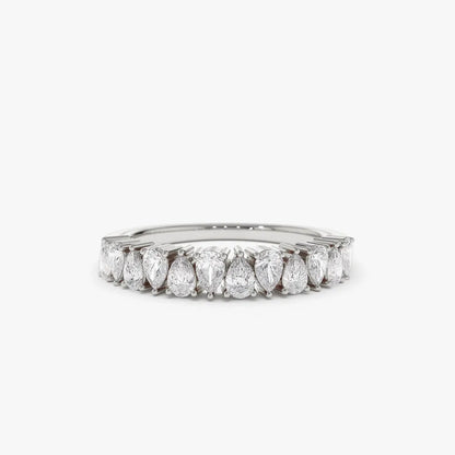 14k Gold 0.67 Carat Pear Shape Diamond Half Eternity Prong Setting Band
