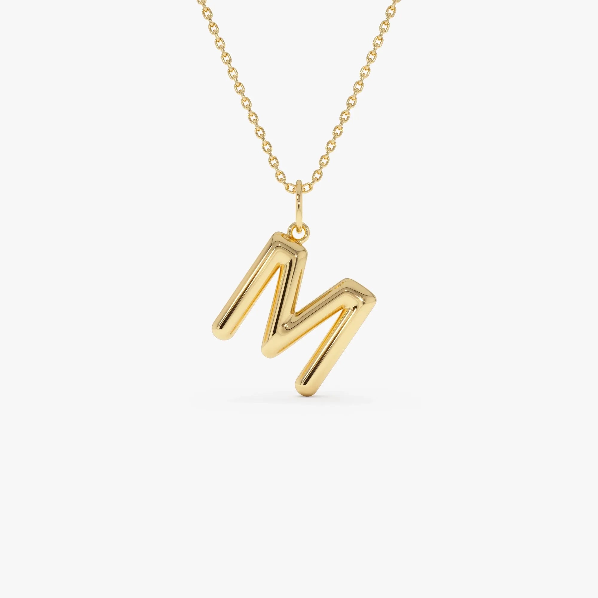 14k Solid Gold Initial Charm Pendant Necklace Everyday Style