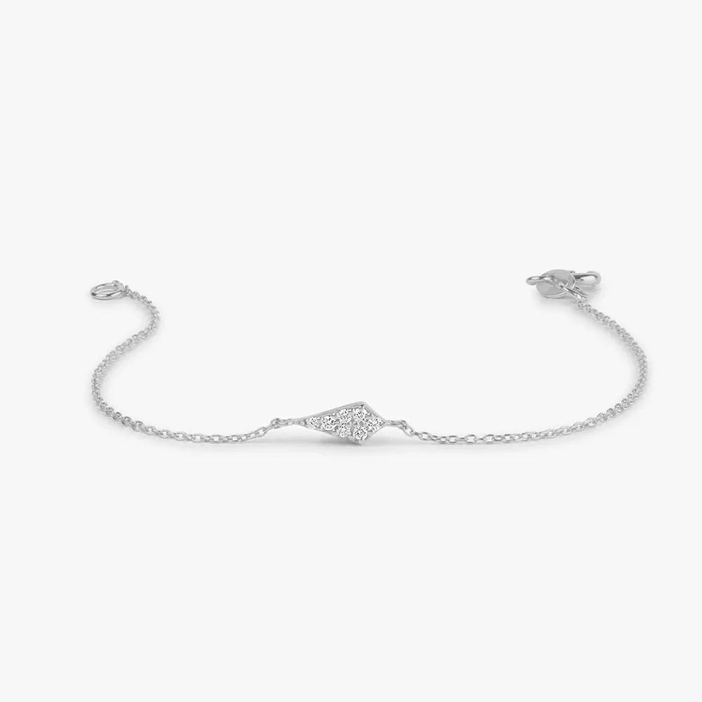 14K Solid Gold 0.10 CTW Round Diamond Pave Cluster Bracelet