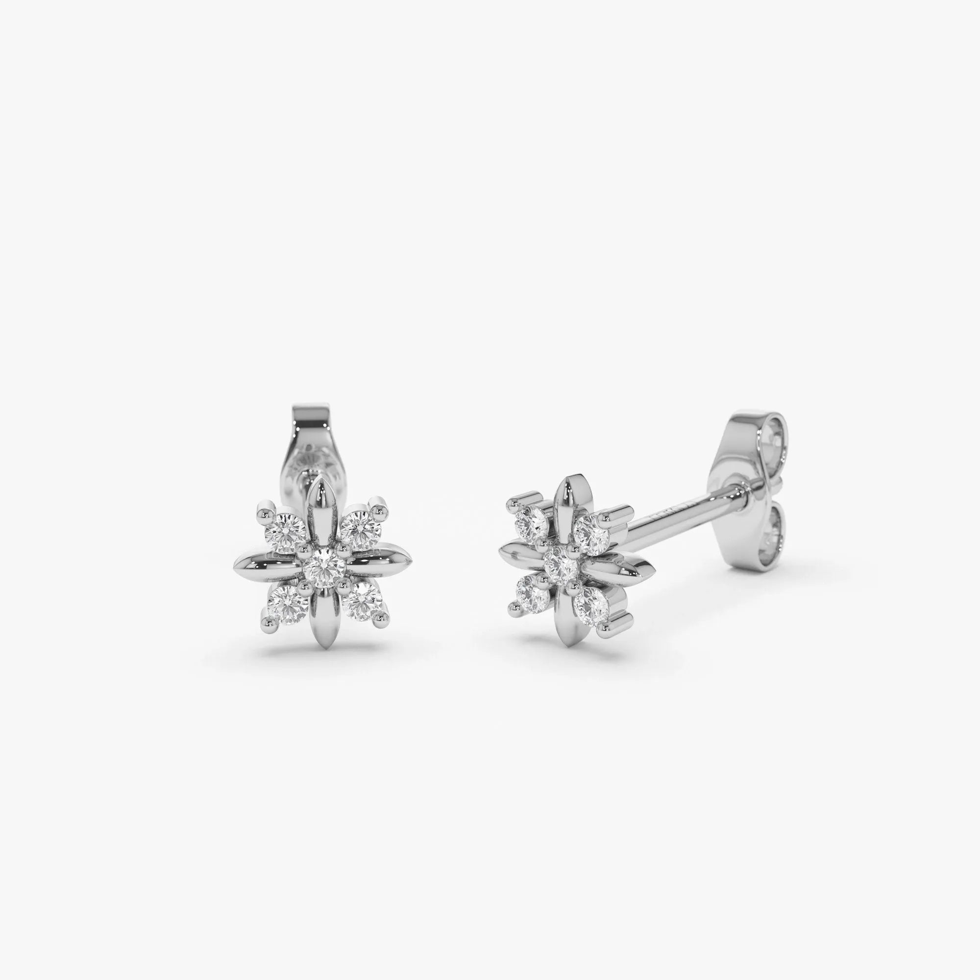 14k Gold Diamond Round Cut Crisscross Cluster Stud Earrings 0.10 ctw