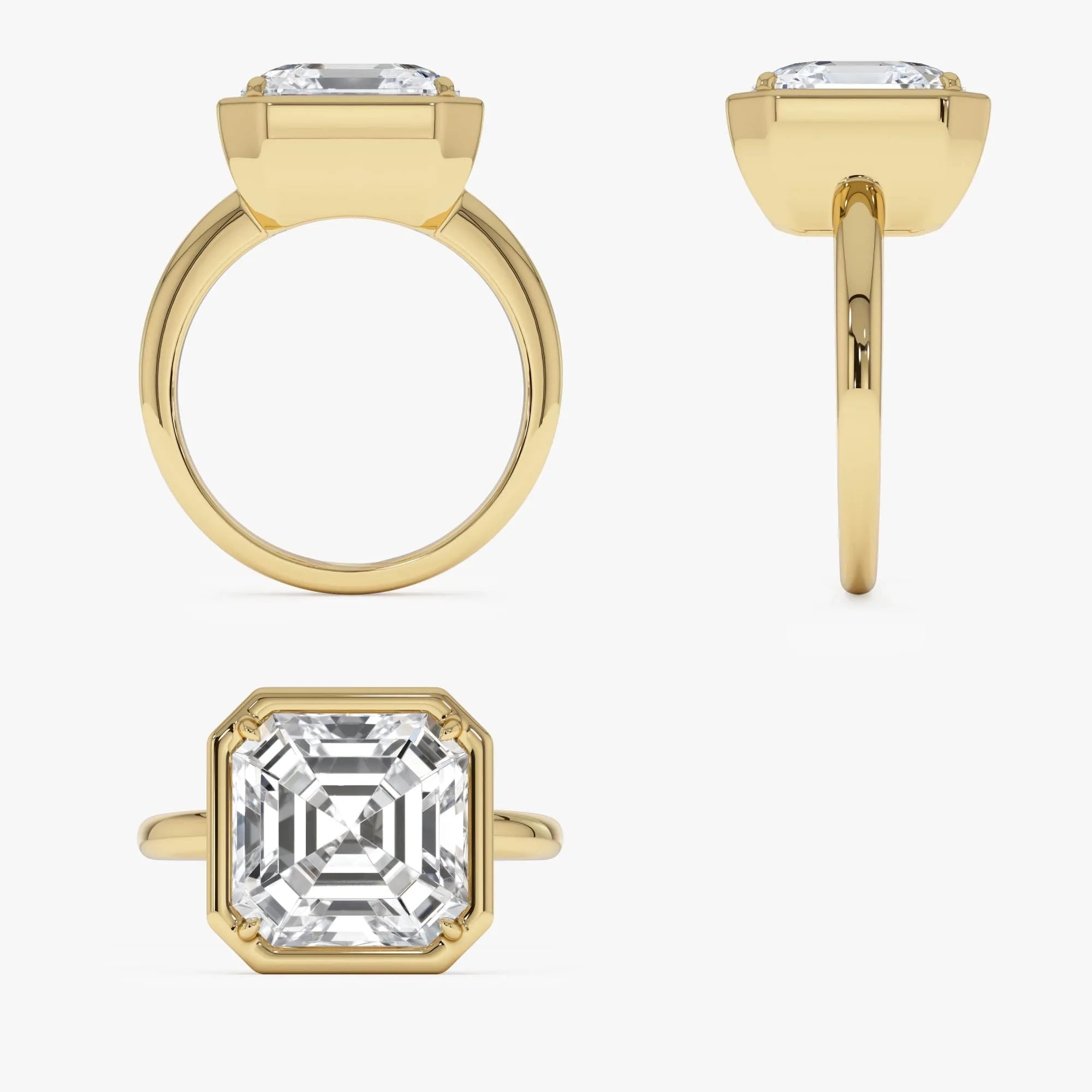 5.00 Ctw Asscher Cut Lab Grown Diamond Engagement Ring in 14K Gold
