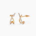 14k Gold Diamond Round Cut Modern X Design Stud Earrings 0.12 ctw