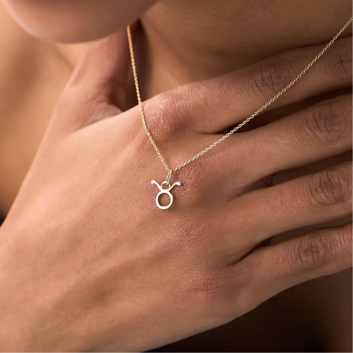 14k Solid Gold Taurus Zodiac Charm Pendant Necklace