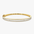 14K Solid Gold 1.63 CTW Baguette and Round Diamond Half Eternity Bangle
