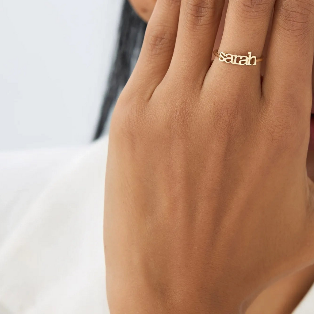 14K Solid Gold Personalized Custom Name Ring Handcrafted Jewelry