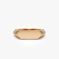 14k Gold Geometric Signet Ring with Graduated Band