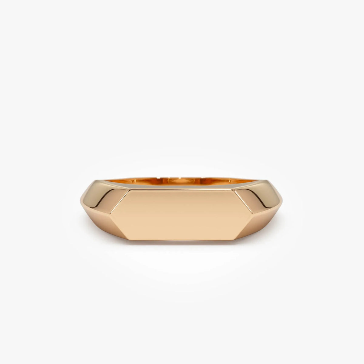 14k Gold Geometric Signet Ring with Graduated Band