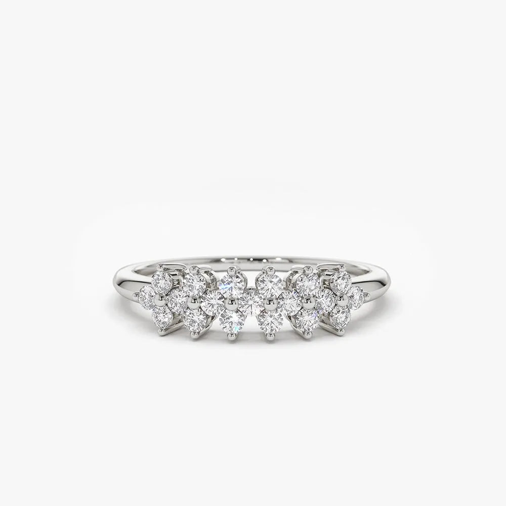 14k Gold Round Diamond Cluster Ring 0.57 ctw Prong Setting