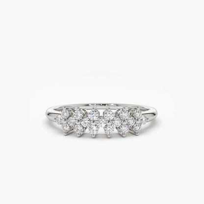 14k Gold Round Diamond Cluster Ring 0.57 ctw Prong Setting