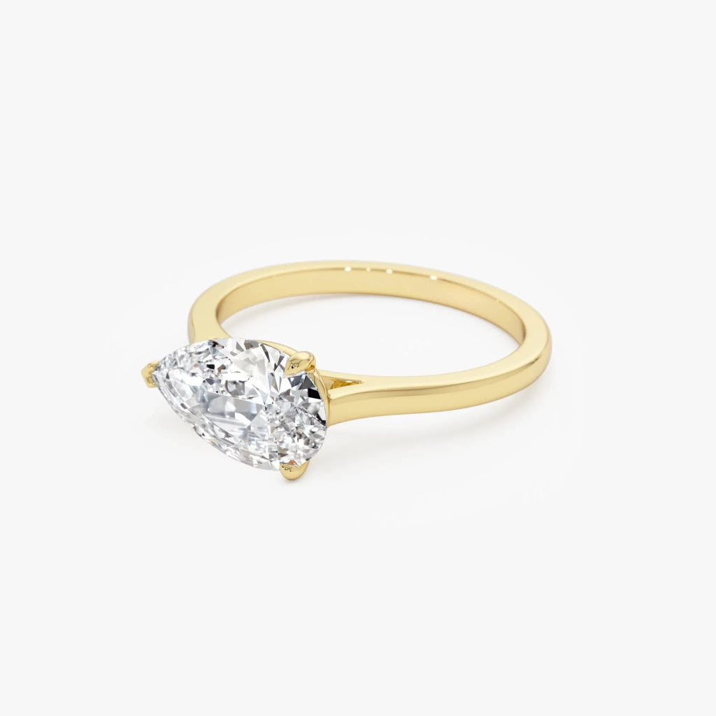 14k Gold 1 Carat Pear Lab Grown Diamond East-West Set Ring Daria