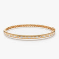 14K Solid Gold 0.65 CTW Marquise and Round Diamond Flush Setting Bangle