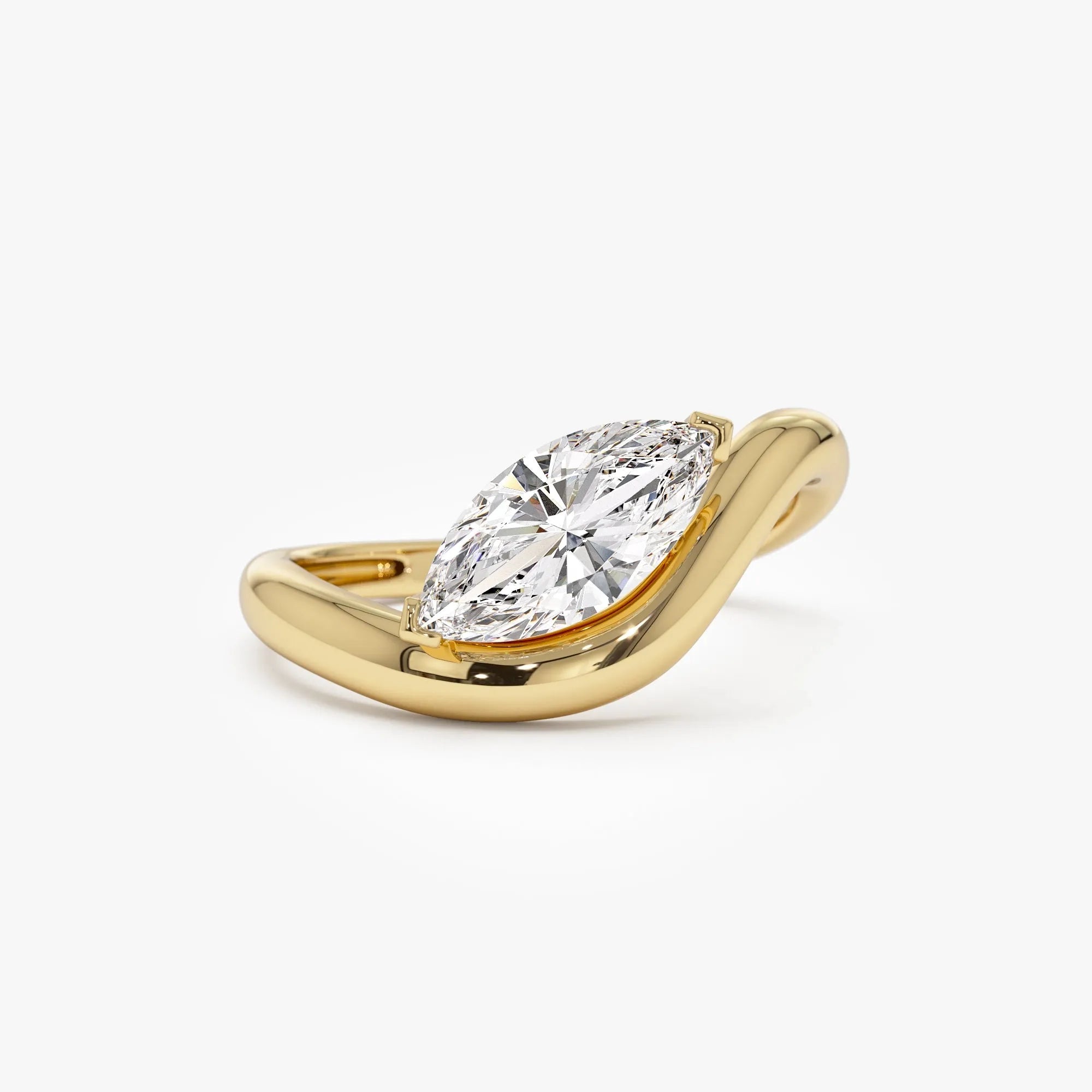 14k Gold 1.00 ctw Marquise Lab Grown Diamond Sleek Engagement Ring Rylee