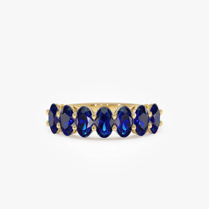 14k Gold Sapphire Oval Cut Basket Setting Ring 3.15 ctw