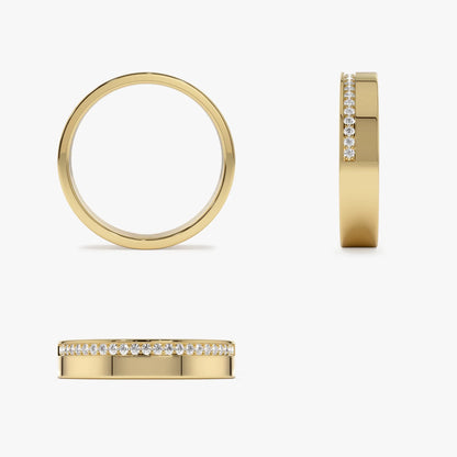 14K Gold Round Diamond Half Eternity Wedding Band 4mm 0.12 Carat