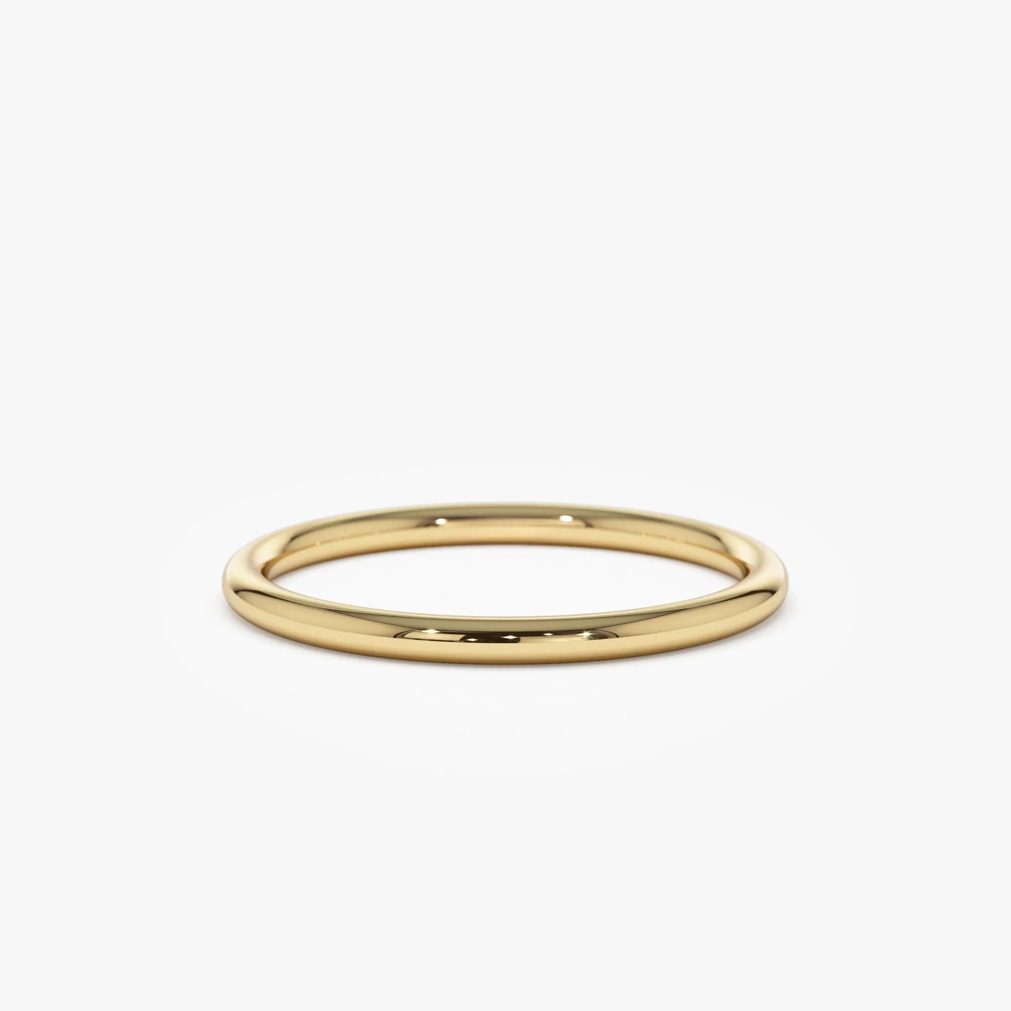 14k Solid Gold 1.5mm Minimalist Thin Stackable Wedding Band Ring