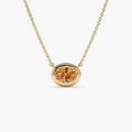 14k Solid Gold Citrine Oval Necklace 0.75 Carat Prong Setting