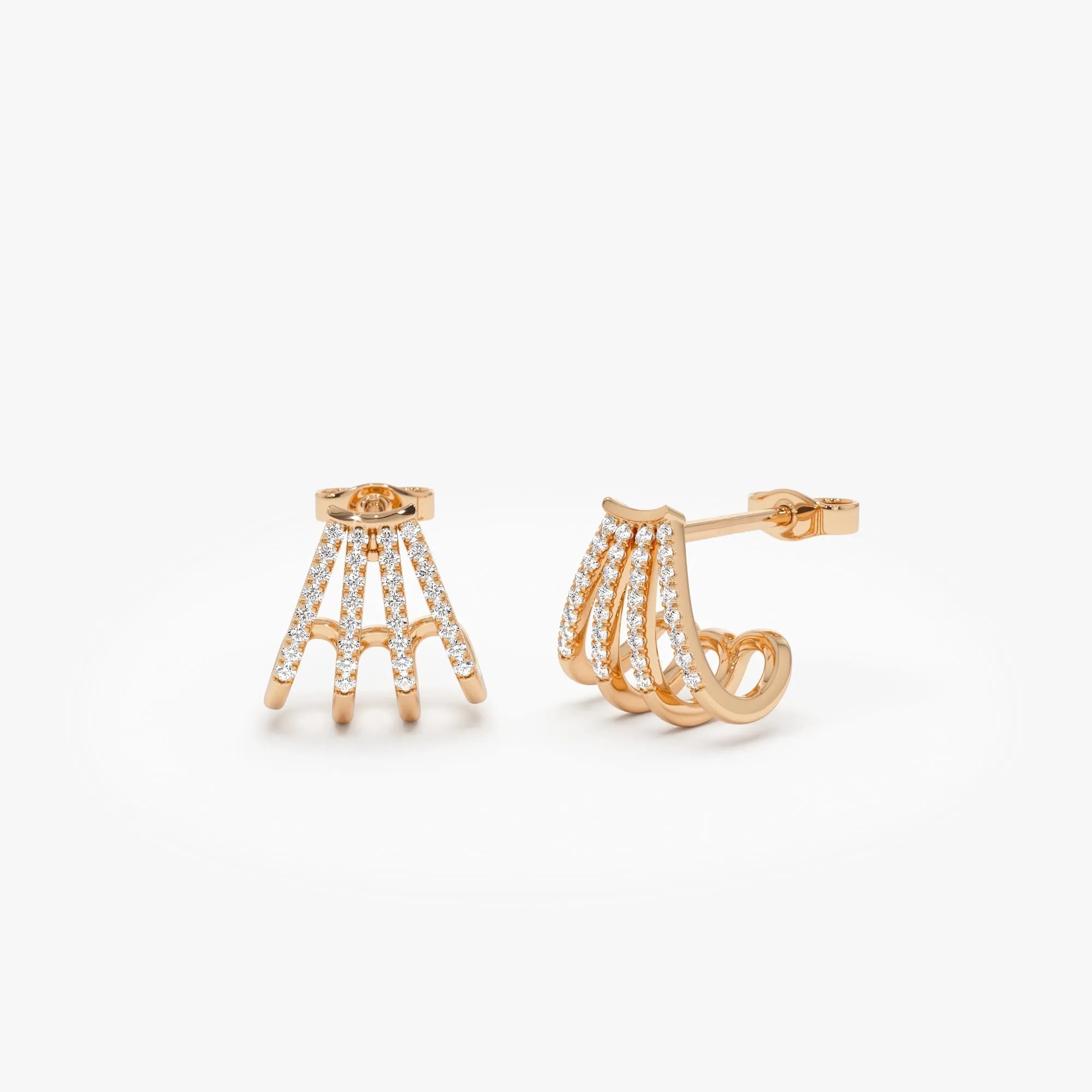 14k Gold Diamond Round Cut Multi Huggie Earrings 0.27 ctw