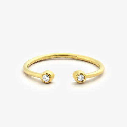 14K Gold Round Diamond 0.06 CTW Double Bezel Set Open Band Ring