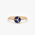 14k Solid Gold Marquise Sapphire and Round Diamond Cluster Ring 0.31 ctw