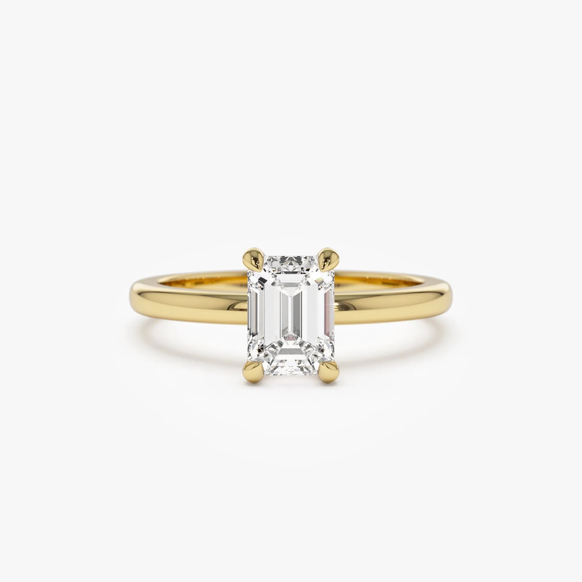 14k Gold Lab Grown Diamond Emerald Cut Engagement Ring Four Prong Setting 0.75 to 1.50 ctw