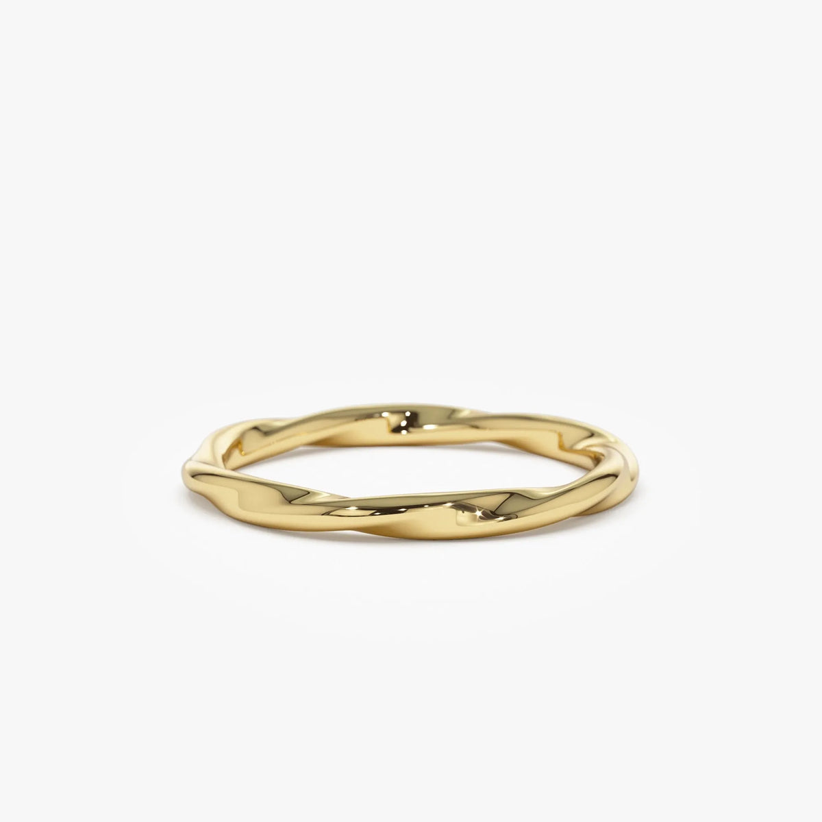 14k Solid Gold Wavy Stackable Promise Ring Band