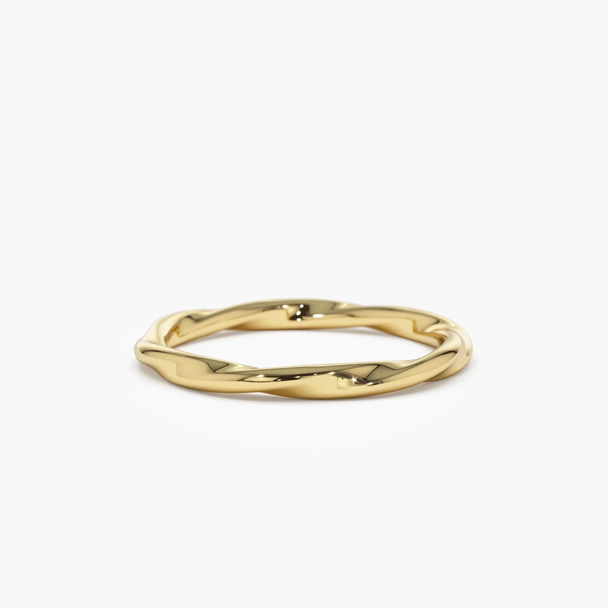 14k Solid Gold Wavy Stackable Promise Ring Band