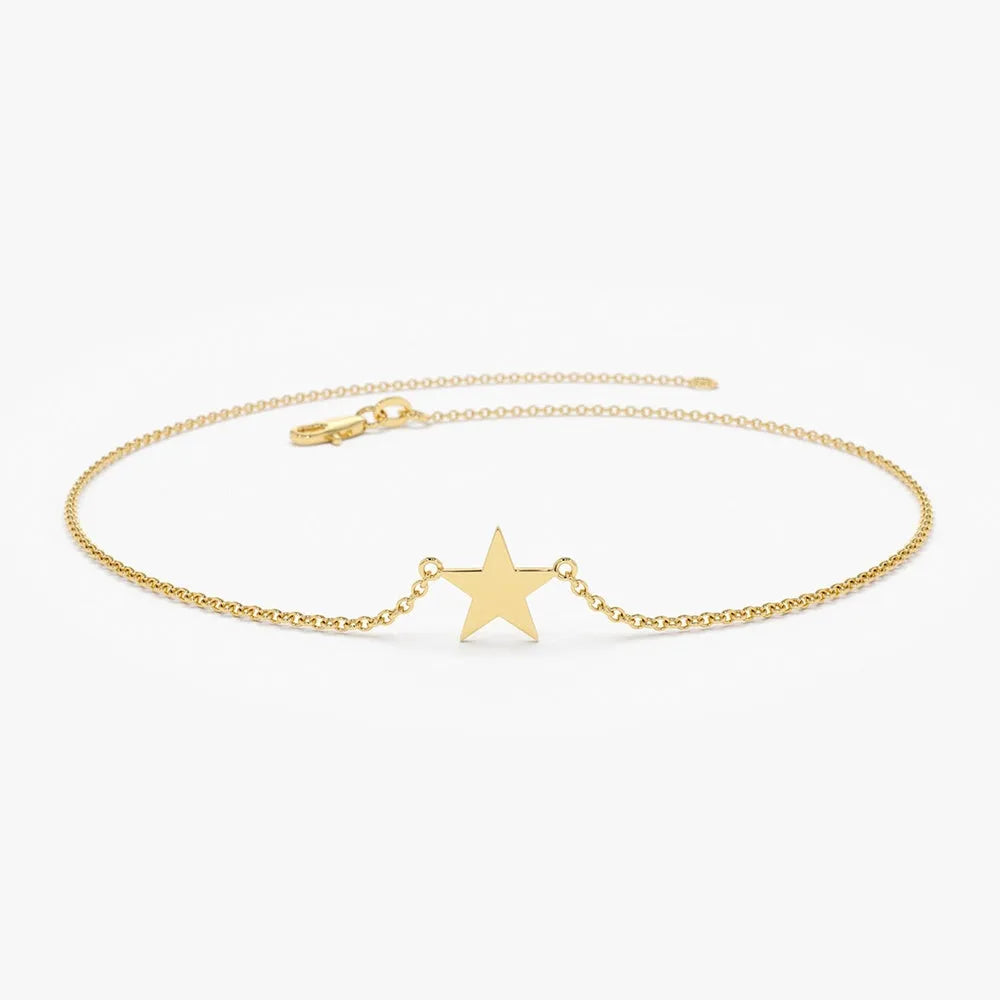 14k Gold Lucky Star Charm Bracelet with Pendant